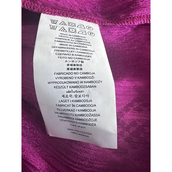 Michael Kors Women's Jacquard-Print Faux-Wrap Peplum Top Deep Pink Fuchsia - Picture 4 of 4